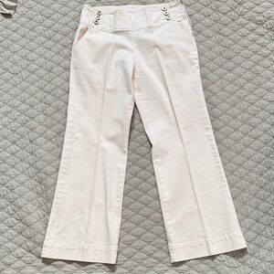 Willi Smith 14 Stylish Cream white Wide-Leg Pants side zip sailor front
